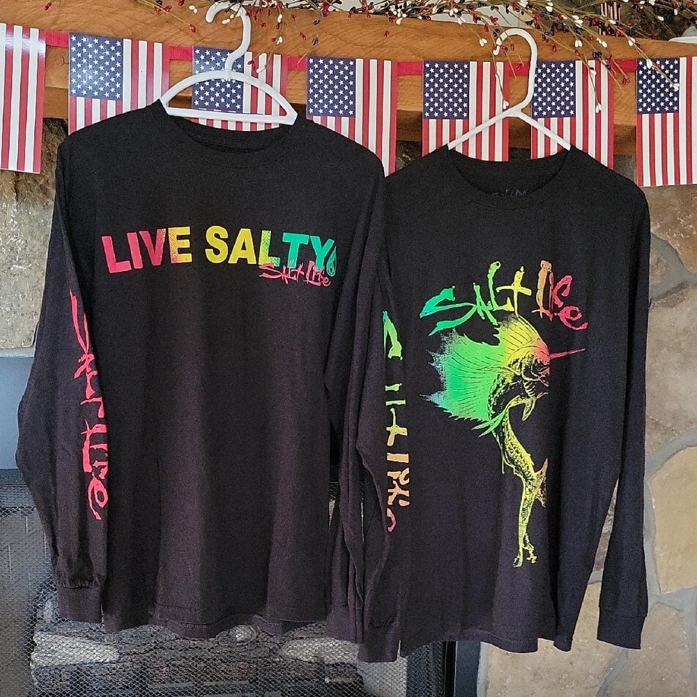 Salt Life Sz M Mens Black Long Sleeve Shirt